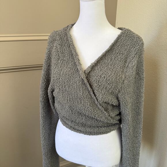 SKIMS Cozy Knit Wrap Top Smoke Grey Fuzzy Comfy Loungewear Women's size (2x/3x) - Picture 2 of 8